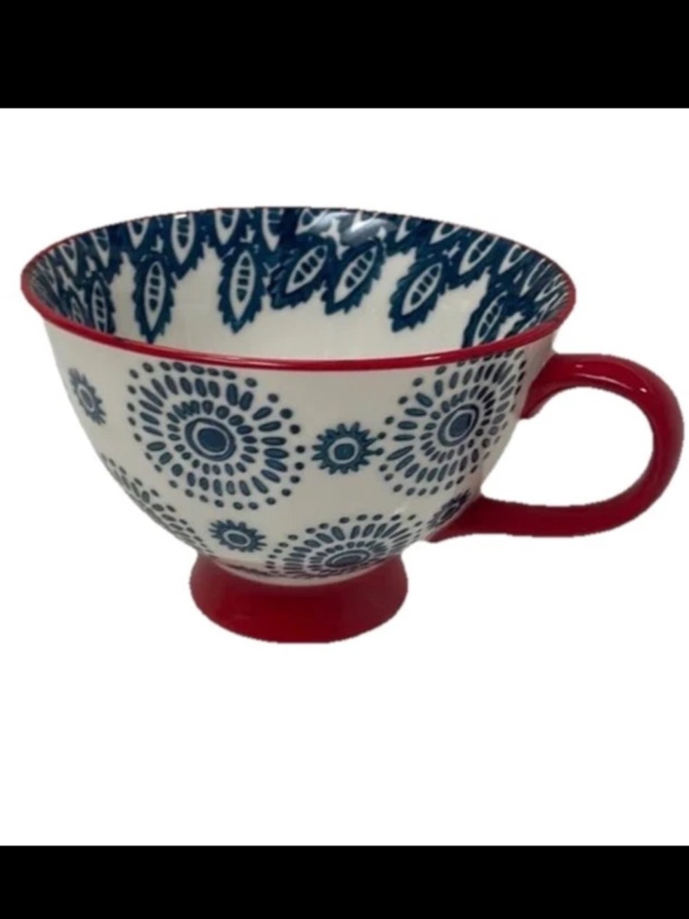 50%off w❤️ Vintage Turkish oversized footed coffee cup Red Blue White